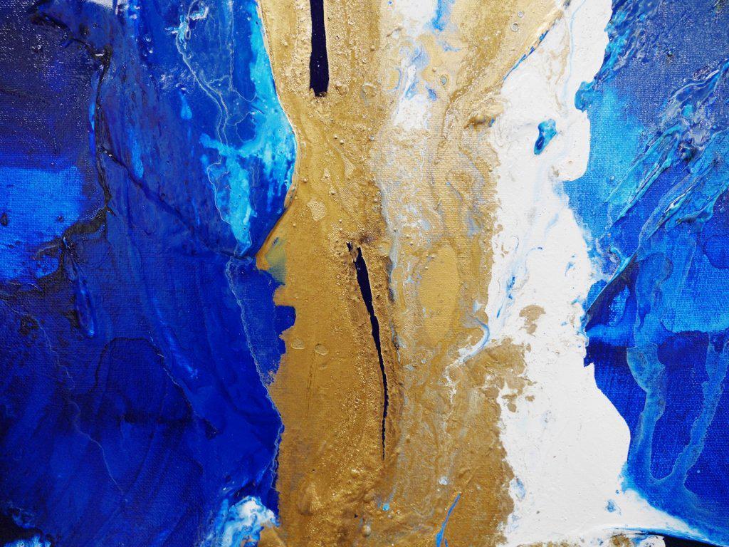 Blue And Gold Glitz 140cm x 100cm Blue And Gold Abstract Painting (SOLD)