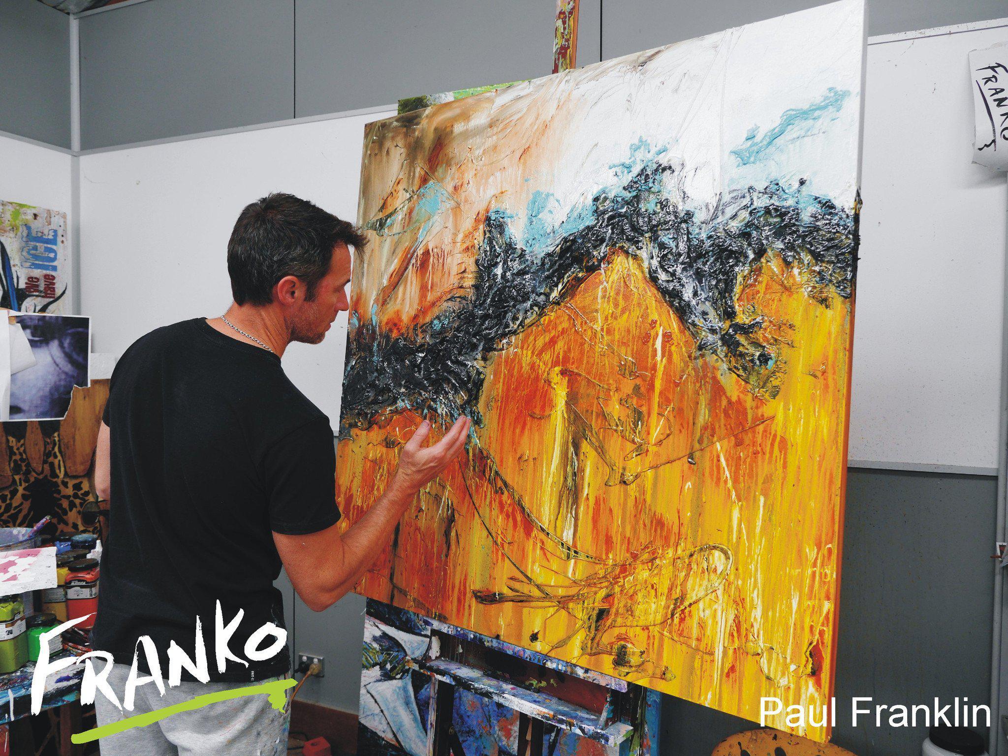 Blue And Sienna 120cm x 120cm Sienna Abstract Painting (SOLD)-abstract-Franko-[franko_artist]-[Art]-[interior_design]-Franklin Art Studio