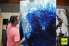 Blue Beat 120cm x 150cm Blue White Textured Abstract Painting (SOLD)-Abstract-[Franko Artist]-[Gold Coast]-[Brisbane]-[Huge]-Franklin Art Studio