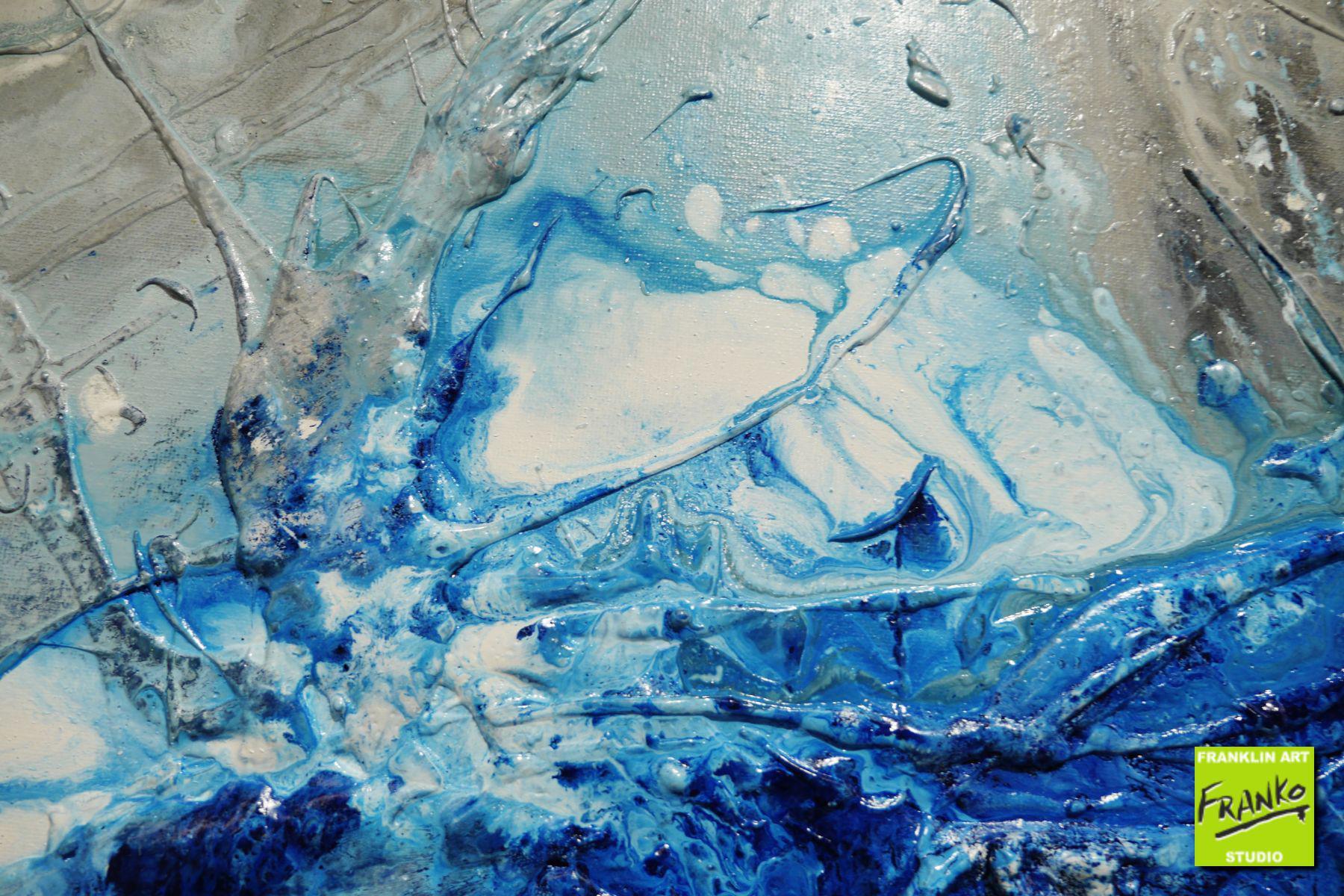 Blue Beat 120cm x 150cm Blue White Textured Abstract Painting (SOLD)