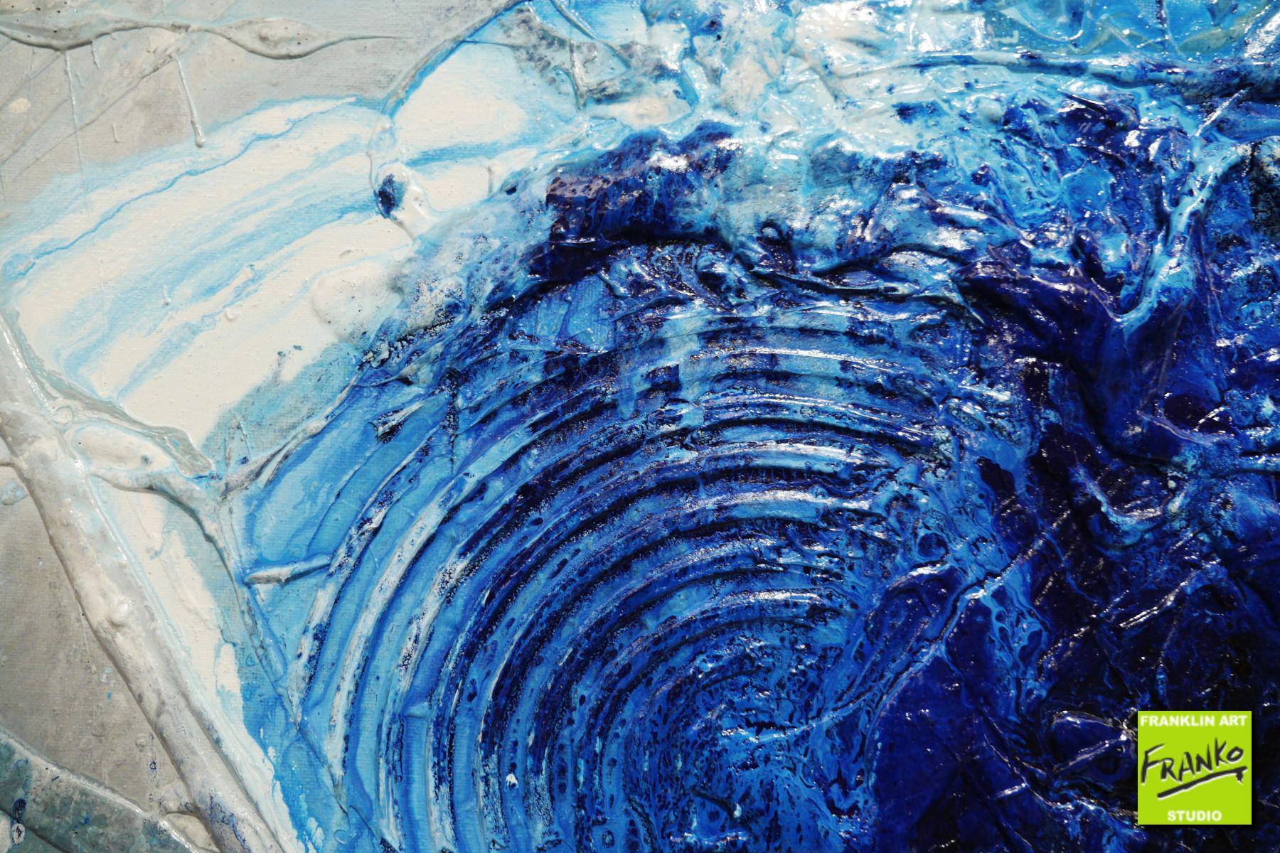 Blue Beat 120cm x 150cm Blue White Textured Abstract Painting (SOLD)