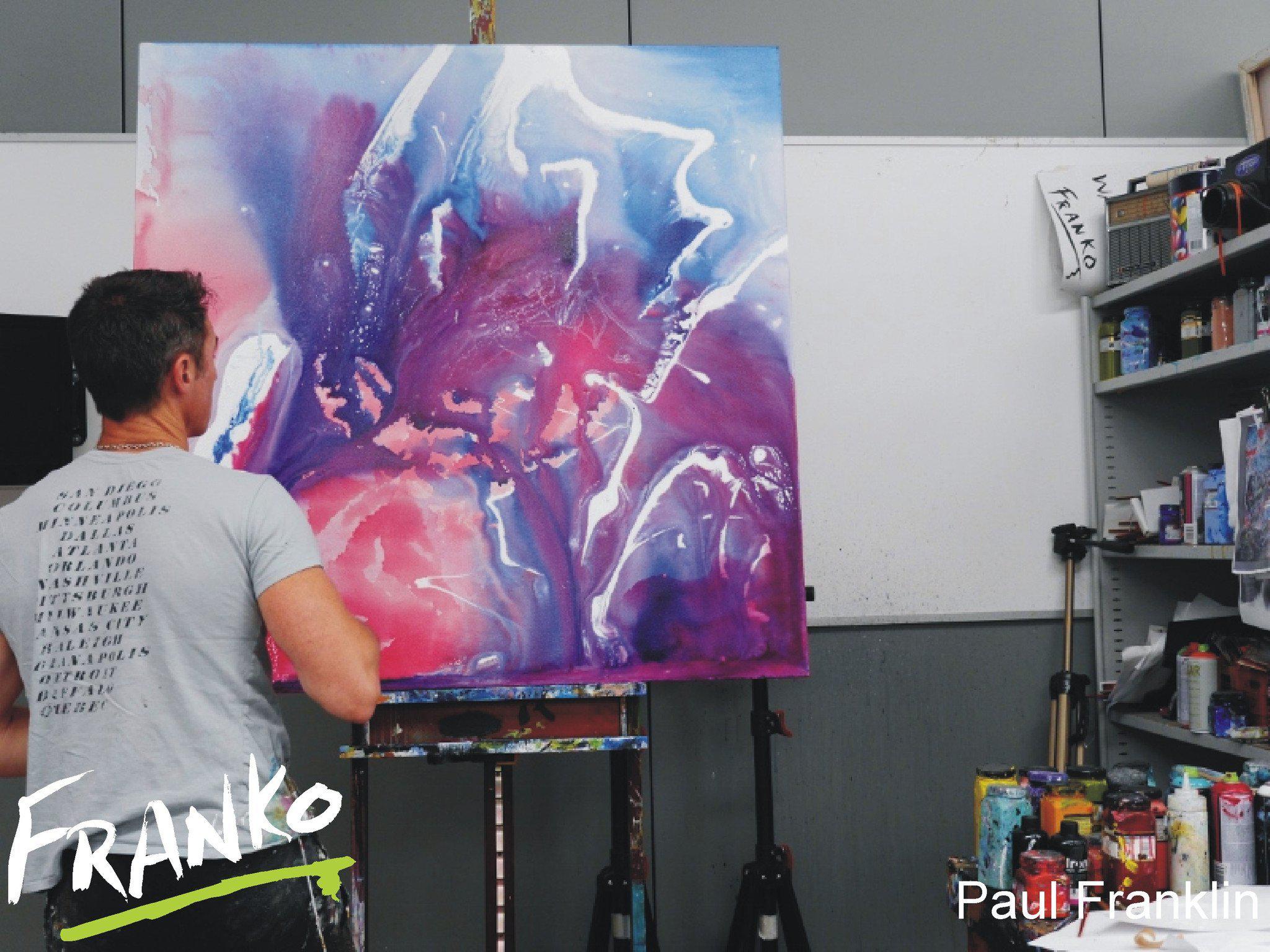 Blue Bird Liquid Carat 120cm x 120cm Pink and Purple Abstract Painting (SOLD)-abstract-Franko-[franko_artist]-[Art]-[interior_design]-Franklin Art Studio