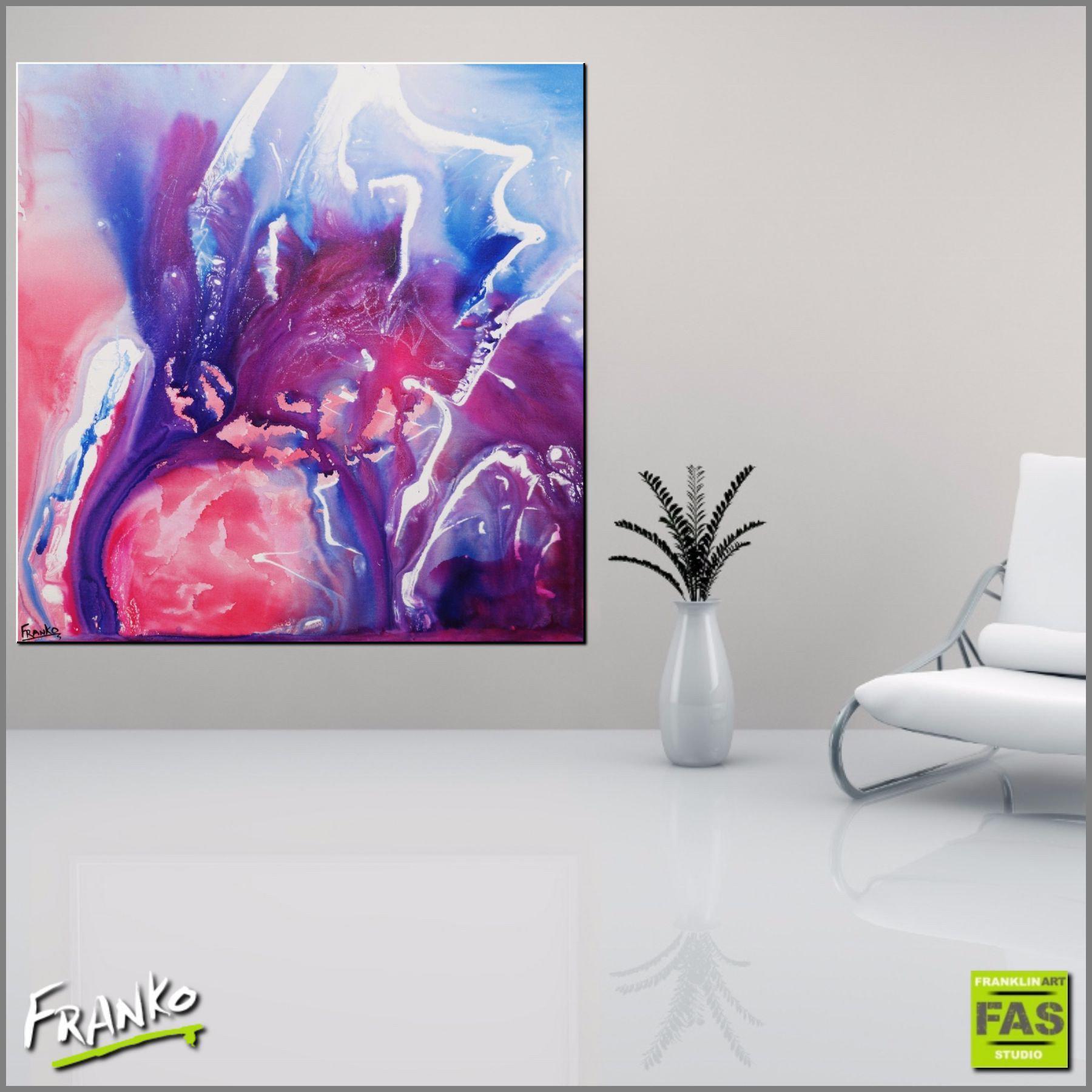 Blue Bird Liquid Carat 120cm x 120cm Pink and Purple Abstract Painting (SOLD)-abstract-Franko-[Franko]-[huge_art]-[Australia]-Franklin Art Studio