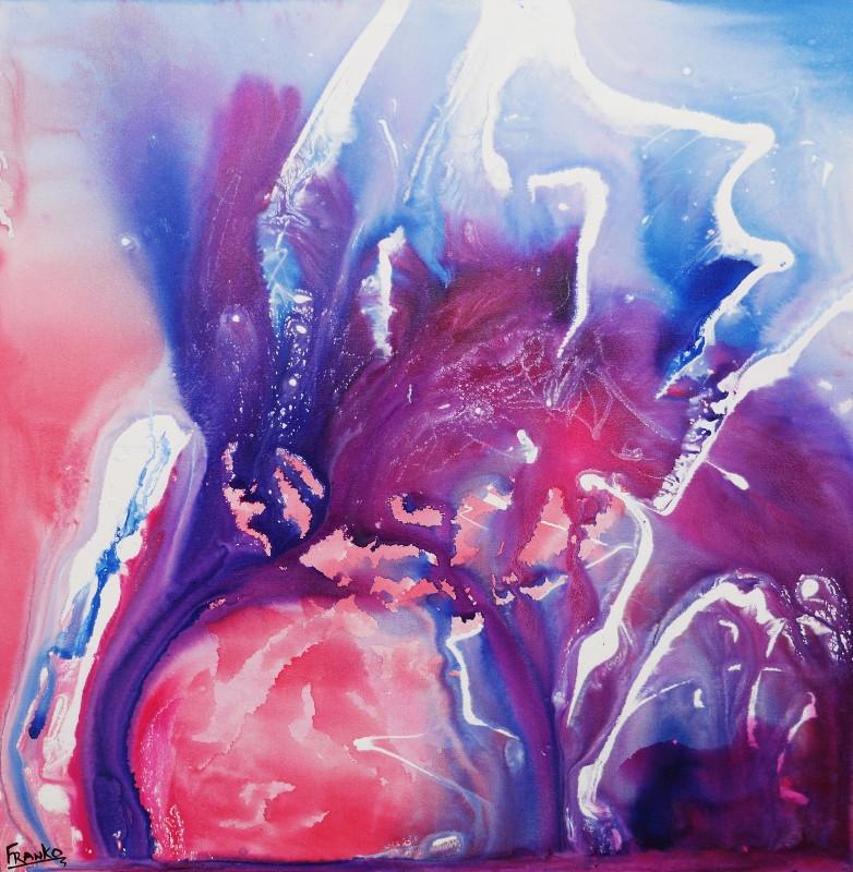 Blue Bird Liquid Carat 120cm x 120cm Pink and Purple Abstract Painting (SOLD)-abstract-Franko-[Franko]-[Australia_Art]-[Art_Lovers_Australia]-Franklin Art Studio