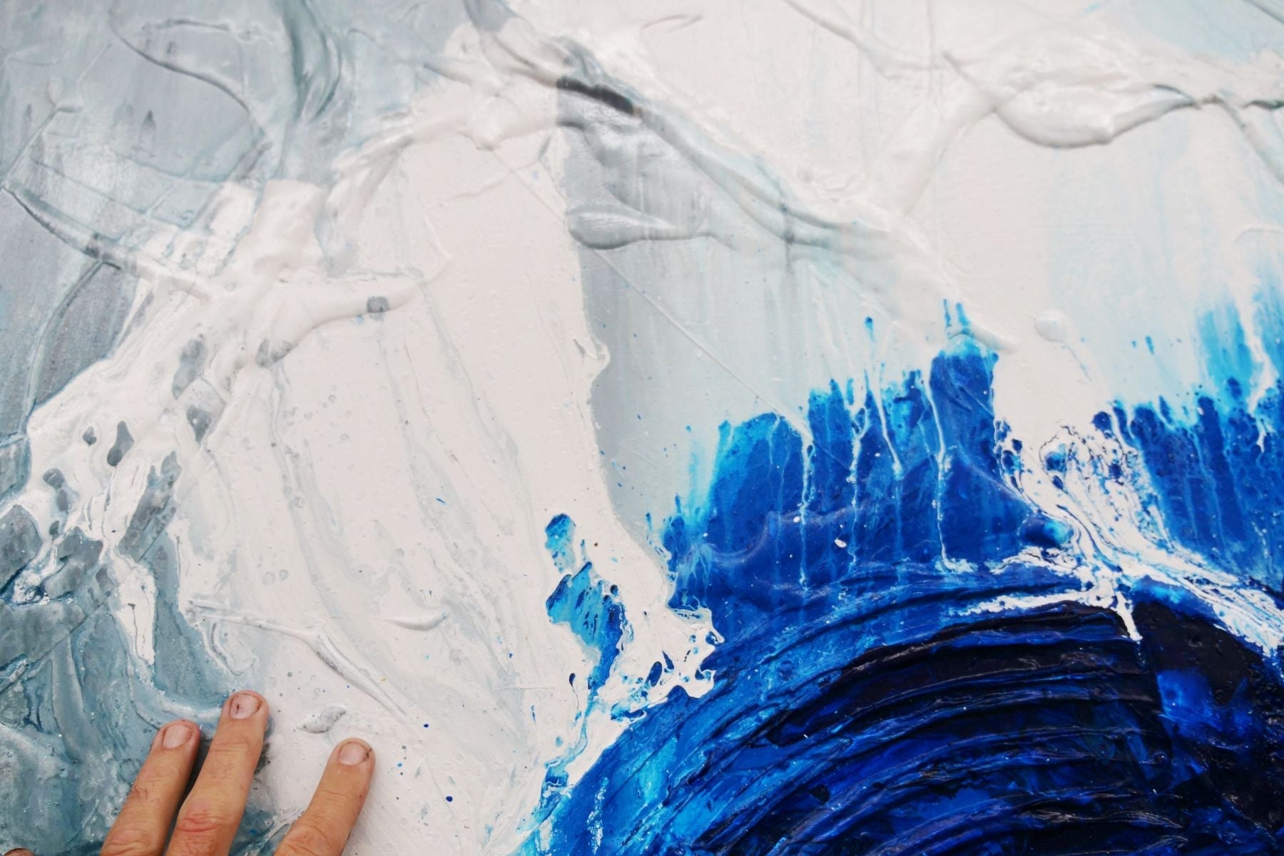 Blue Blues 120cm x 150cm Blue Grey Textured Abstract Painting (SOLD)