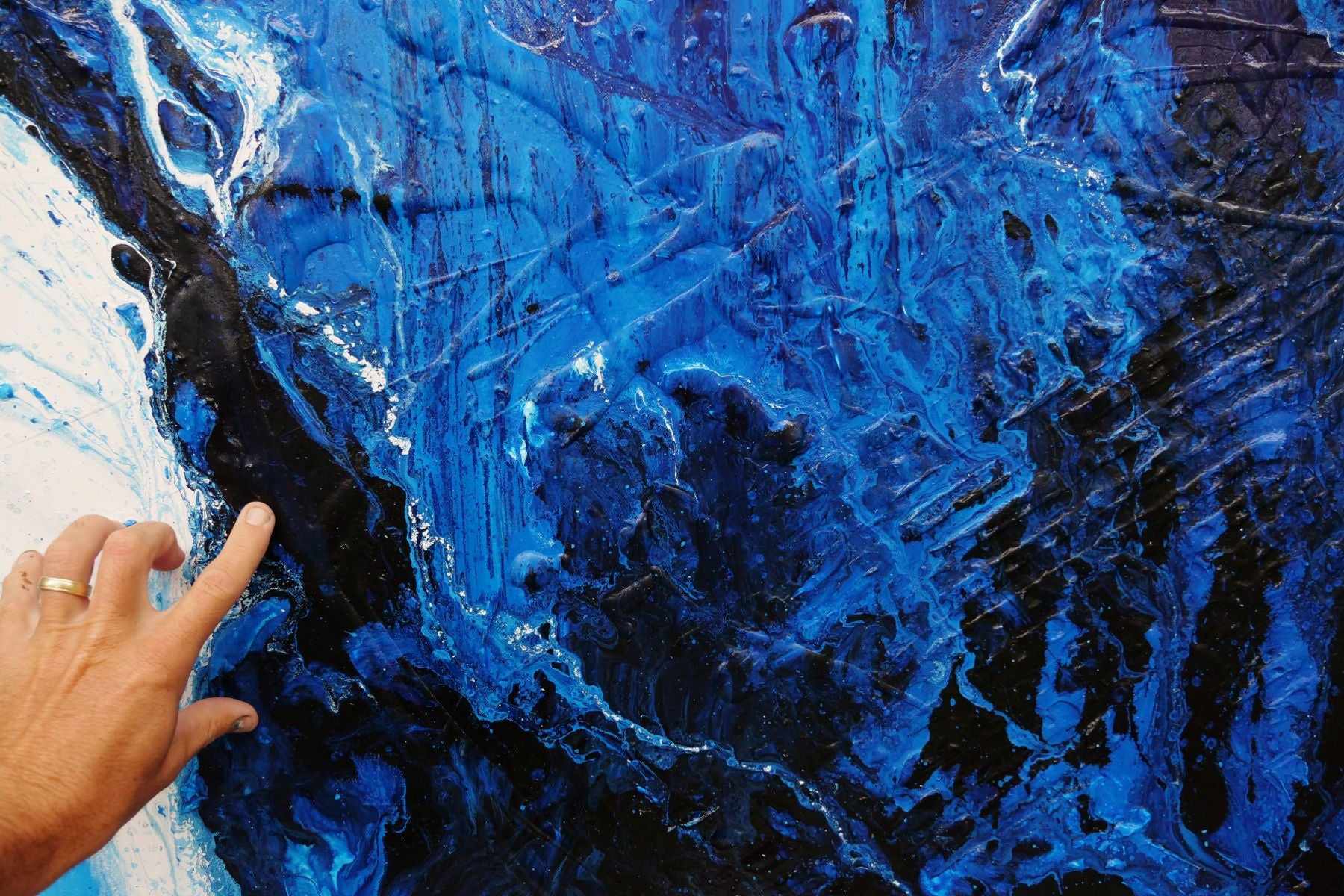 Blue Blues 120cm x 150cm Blue Grey Textured Abstract Painting (SOLD)-Abstract-[Franko]-[Artist]-[Australia]-[Painting]-Franklin Art Studio