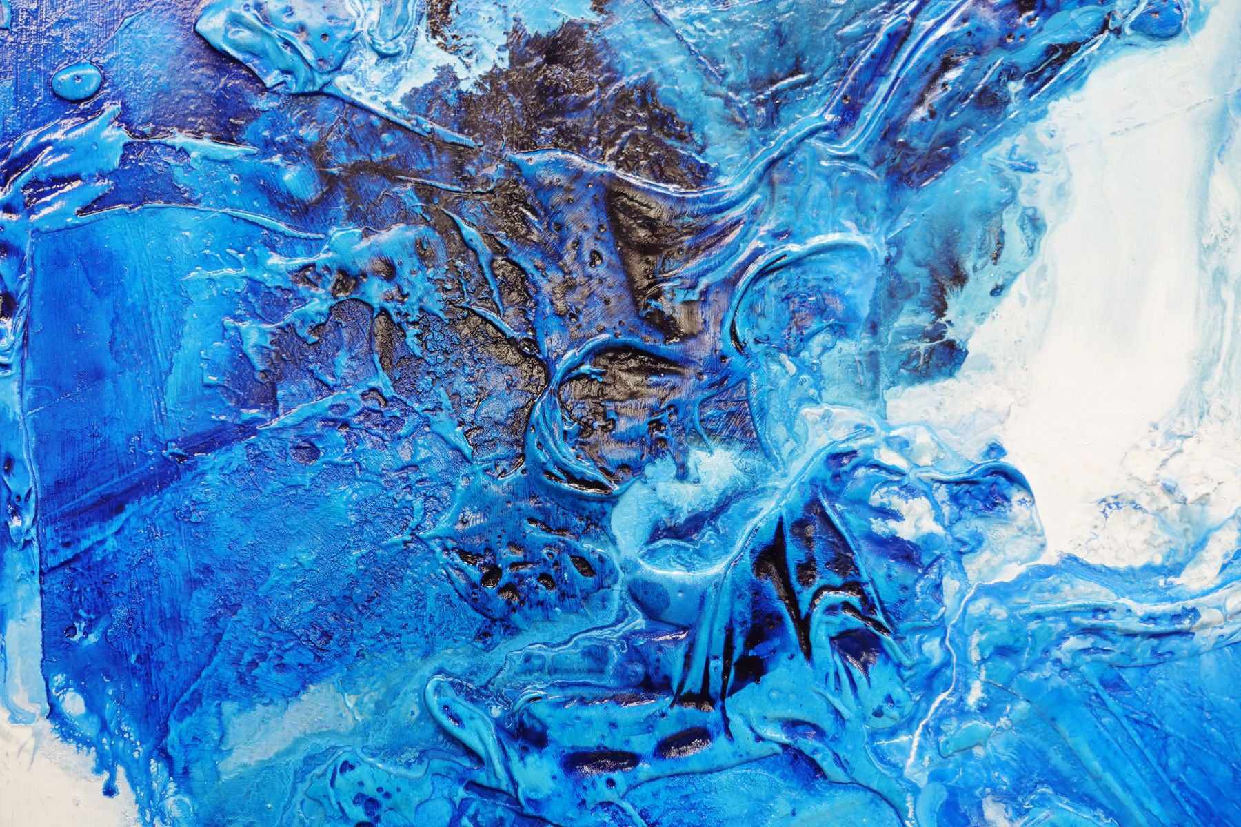 Blue Champagne 160cm x 100cm Blue White Textured Abstract Painting (SOLD)