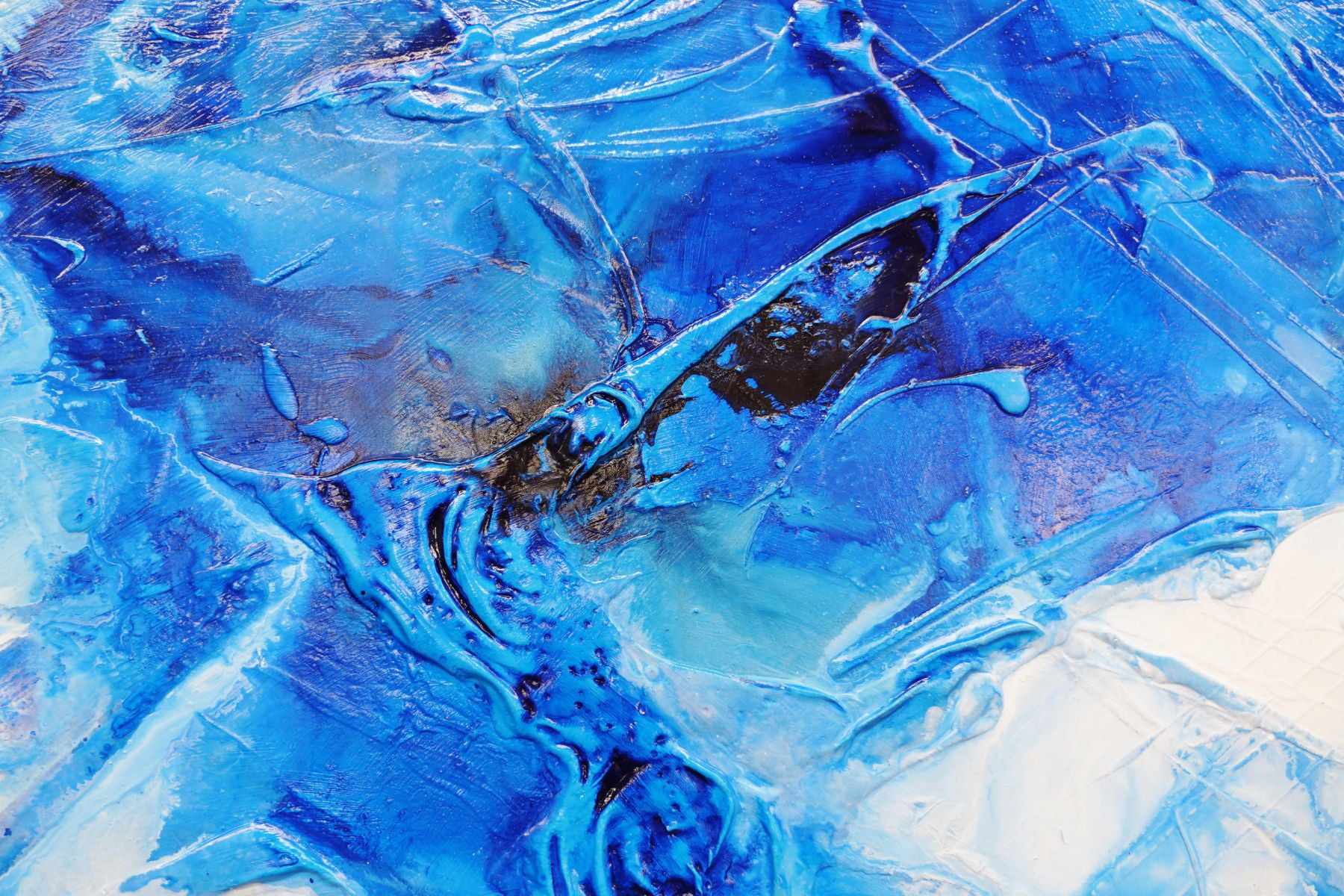Blue Champagne 160cm x 100cm Blue White Textured Abstract Painting (SOLD)