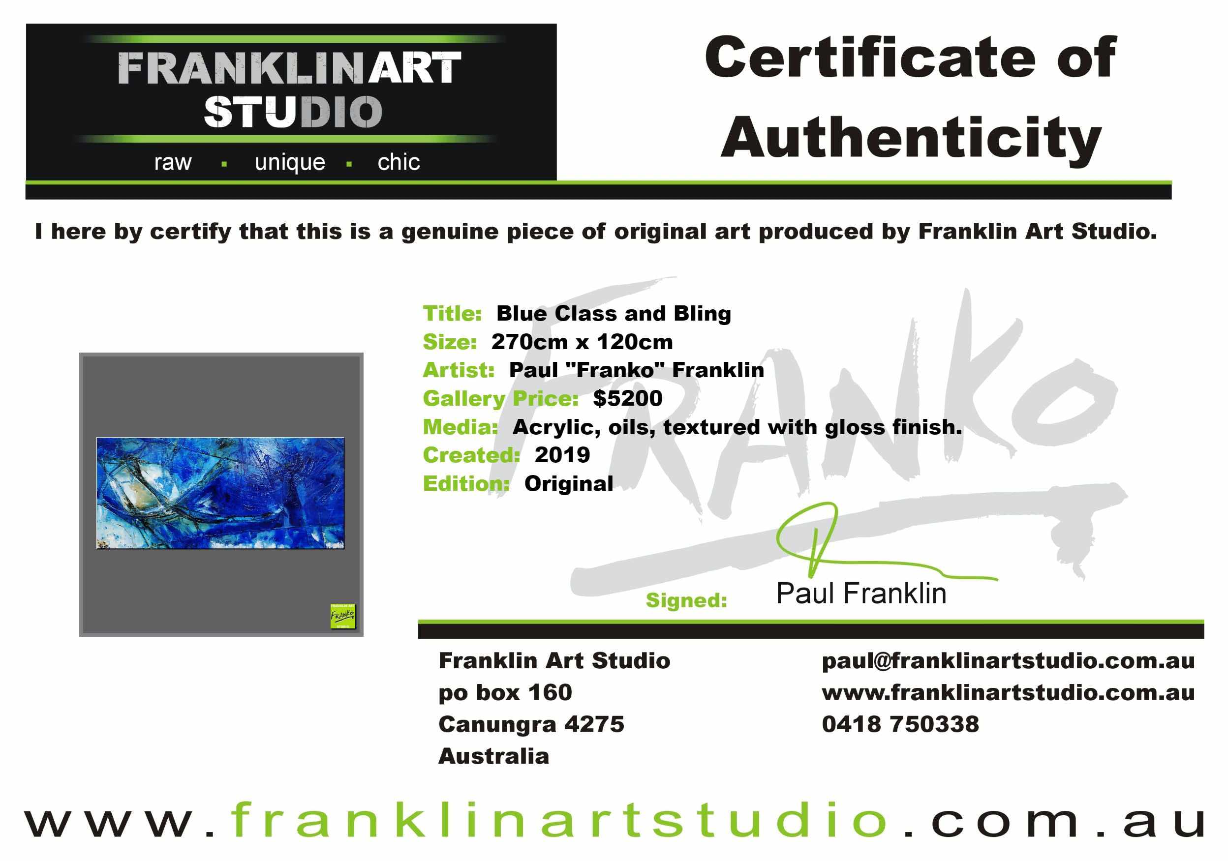 Blue Class and Bling 270cm x 120cm Blue Textured Abstract Painting (SOLD)-Abstract-Franko-[franko_art]-[beautiful_Art]-[The_Block]-Franklin Art Studio