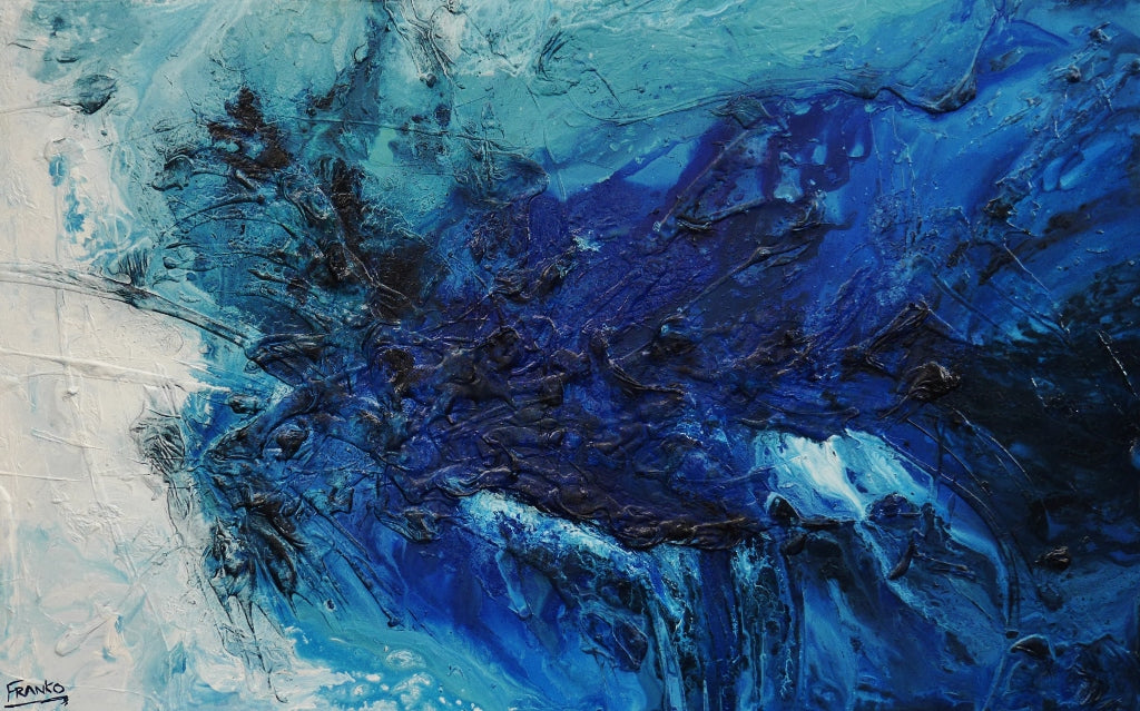 Blue Crush 160cm x 100cm White Blue Abstract Painting (SOLD)-abstract-[Franko ]-[Gallery]-[popular]-[Australia]-Franklin Art Studio