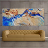 Blue Delta 240cm x 100cm Cream Blue Textured Abstract Painting (SOLD)-Abstract-Franko-[Franko]-[huge_art]-[Australia]-Franklin Art Studio