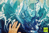 Blue Drift 190cm x 100cm White Cream Blue Textured Abstract Painting (SOLD)-Abstract-[Franko]-[Artist]-[Australia]-[Painting]-Franklin Art Studio
