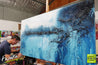 Blue Drifter 190cm x 100cm White Blue Abstract Painting (SOLD)-Abstract-Franko-[franko_artist]-[Art]-[interior_design]-Franklin Art Studio