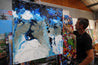 Blue Genetics 120cm x 120cm Blue White Textured Abstract Painting (SOLD)-Abstract-[Franko Artist]-[Cheryl]-[Wendy]-[Gabriela]-Franklin Art Studio