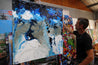 Blue Genetics 120cm x 120cm Blue White Textured Abstract Painting (SOLD)-Abstract-Franko-[franko_art]-[beautiful_Art]-[The_Block]-Franklin Art Studio