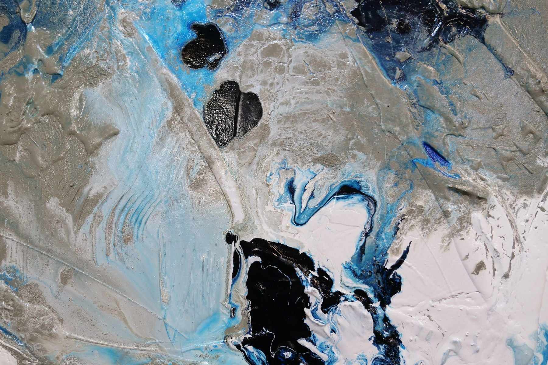 Blue Genetics 120cm x 120cm Blue White Textured Abstract Painting (SOLD)