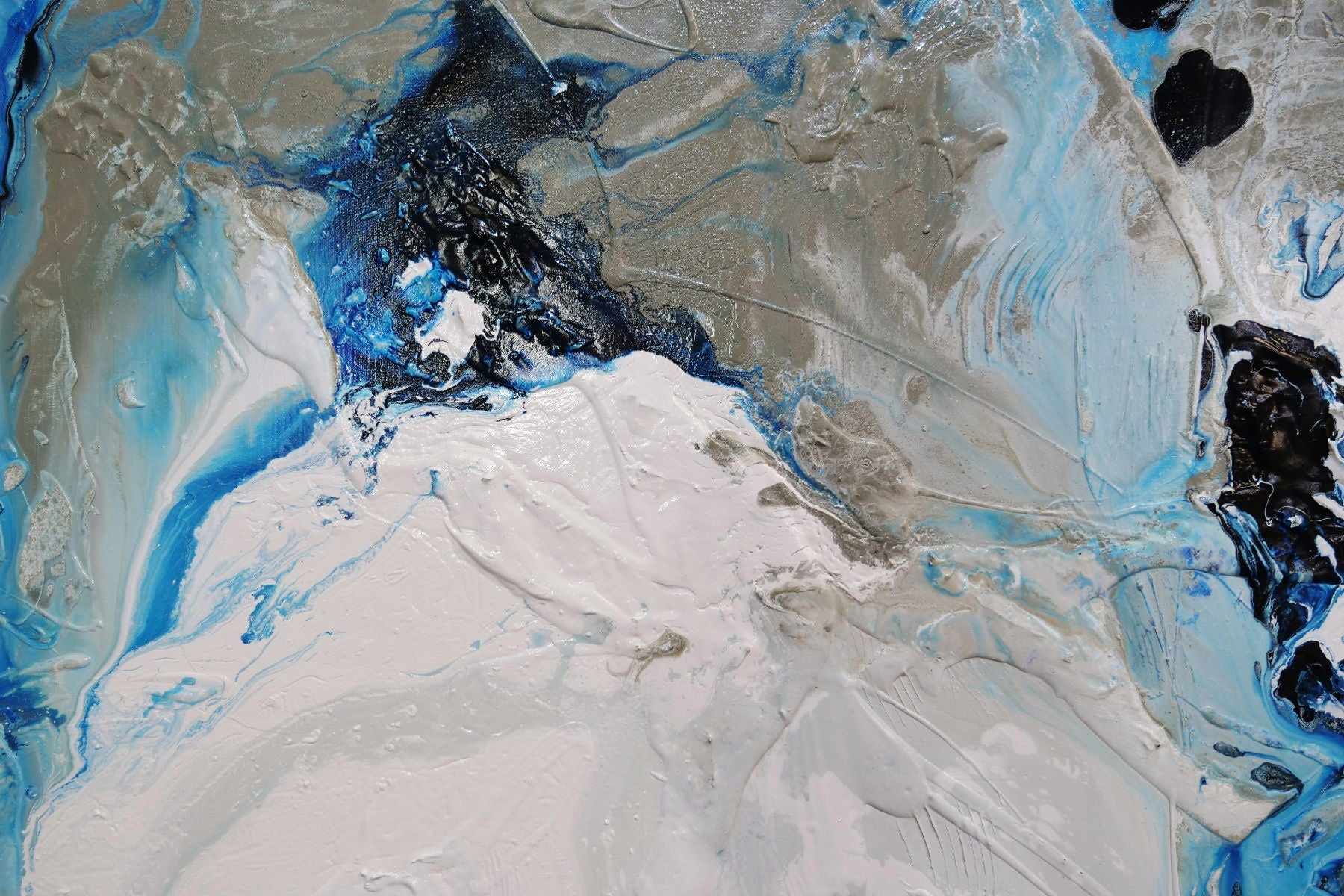 Blue Genetics 120cm x 120cm Blue White Textured Abstract Painting (SOLD)