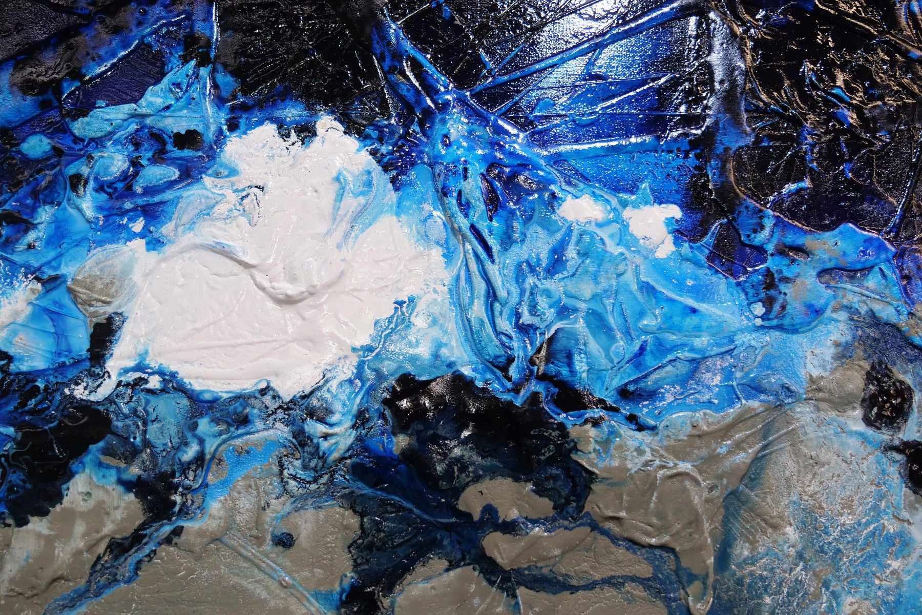 Blue Genetics 120cm x 120cm Blue White Textured Abstract Painting (SOLD)
