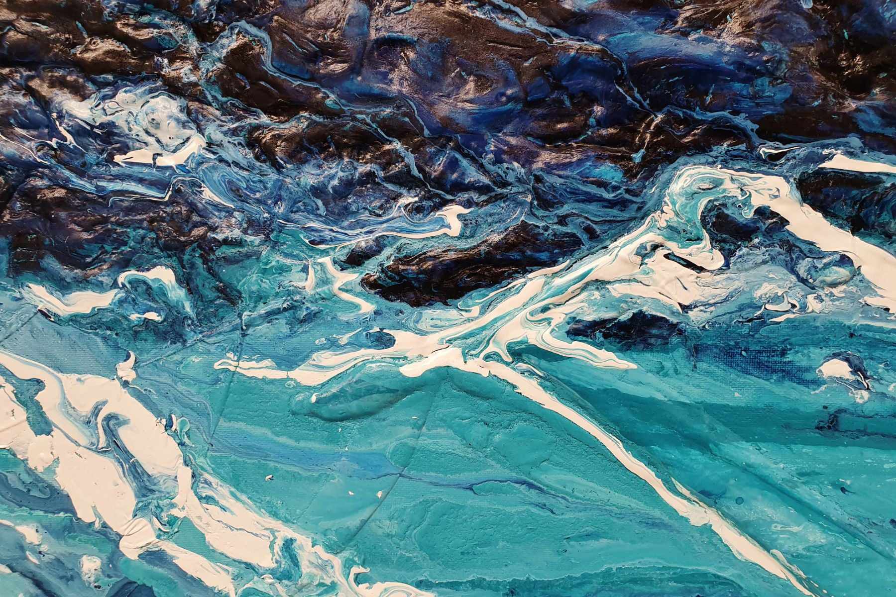 Blue Myth 2 160cm x 60cm Blue Textured Abstract Painting (SOLD)