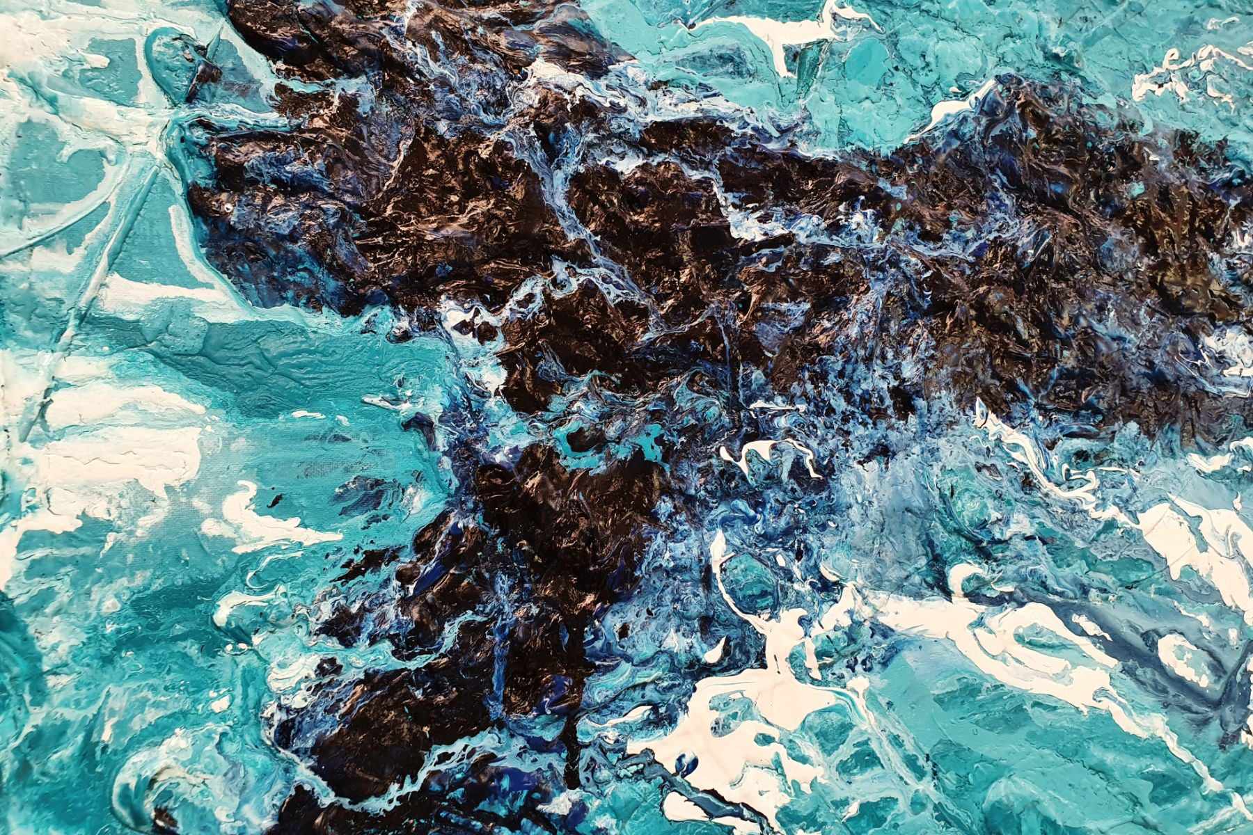 Blue Myth 2 160cm x 60cm Blue Textured Abstract Painting (SOLD)-Abstract-[Franko]-[Artist]-[Australia]-[Painting]-Franklin Art Studio