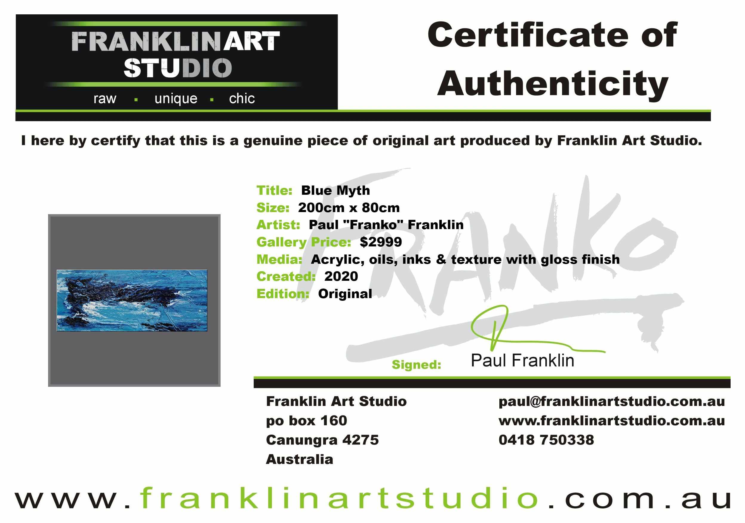 Blue Myth 200cm x 80cm Blue Textured Abstract Painting (SOLD)-Abstract-Franko-[franko_art]-[beautiful_Art]-[The_Block]-Franklin Art Studio