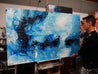 Blue Oyster Bay 160cm x 100cm Blue White Textured Abstract Painting (SOLD)-Abstract-Franko-[franko_art]-[beautiful_Art]-[The_Block]-Franklin Art Studio