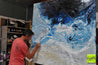 Blue Rapture 150cm x 150cm Blue Grey Textured Abstract Painting (SOLD)-Abstract-Franko-[franko_artist]-[Art]-[interior_design]-Franklin Art Studio