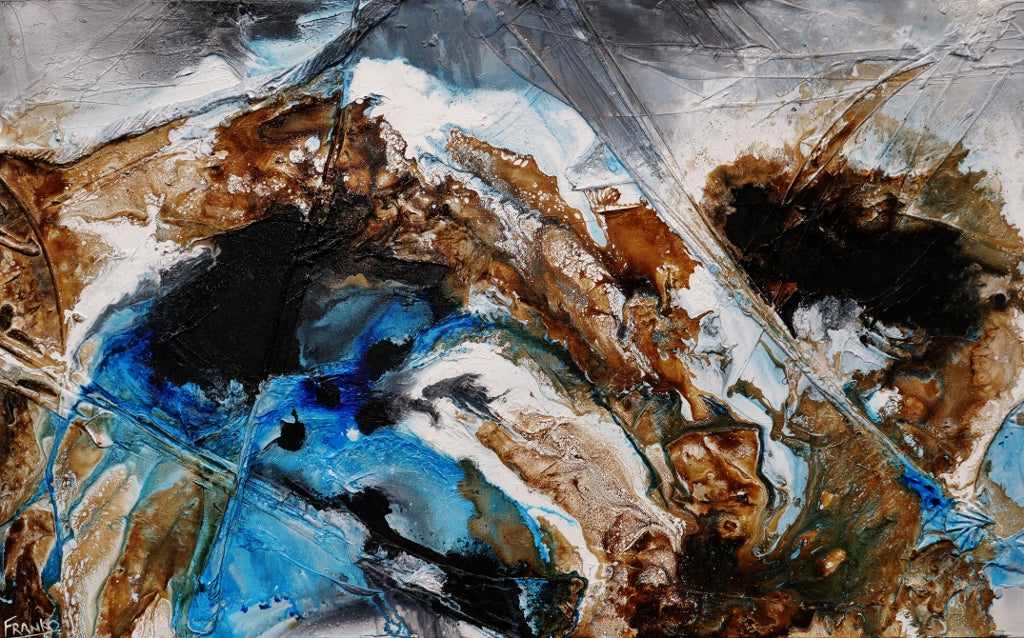 Blue Russian 160cm x 100cm Blue Rust Textured Abstract Painting (SOLD)-Abstract-Franko-[Franko]-[Australia_Art]-[Art_Lovers_Australia]-Franklin Art Studio