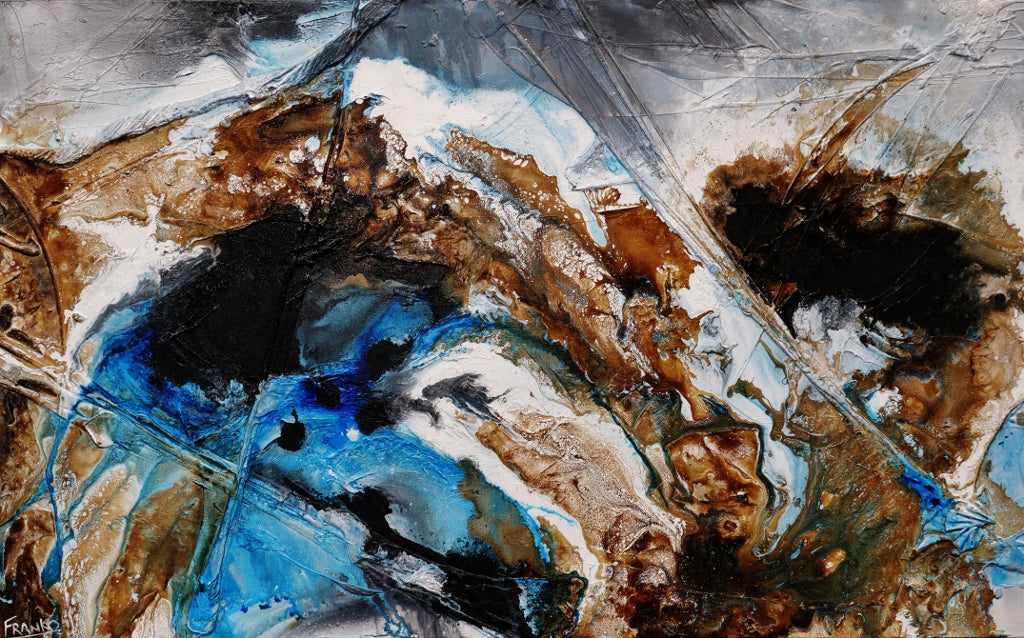 Blue Russian 160cm x 100cm Blue Rust Textured Abstract Painting (SOLD)-Abstract-[Franko ]-[Gallery]-[popular]-[Australia]-Franklin Art Studio