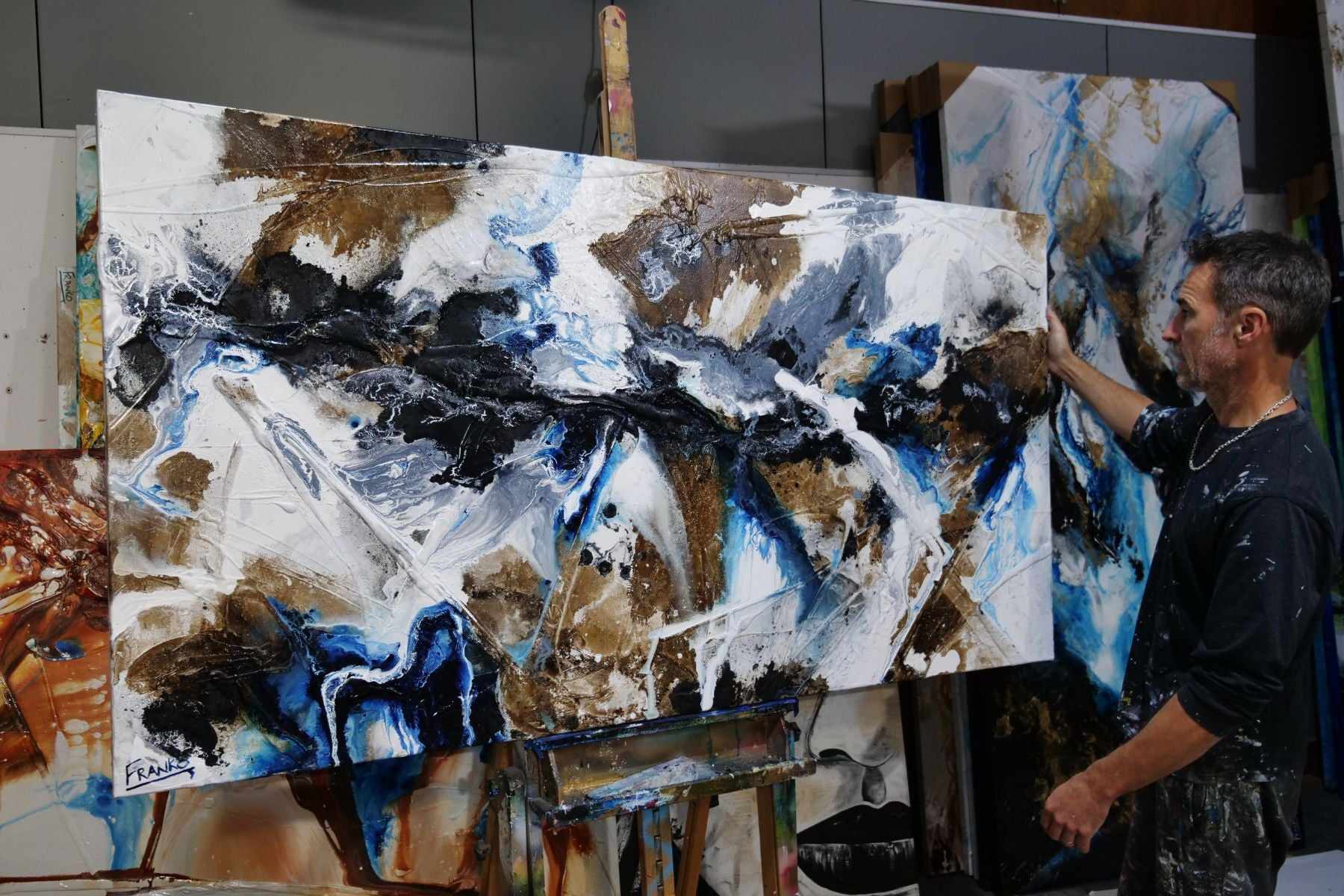 Blue Rust 190cm x 100cm Blue Rust Textured Abstract Painting (SOLD)-Abstract-Franko-[franko_artist]-[Art]-[interior_design]-Franklin Art Studio