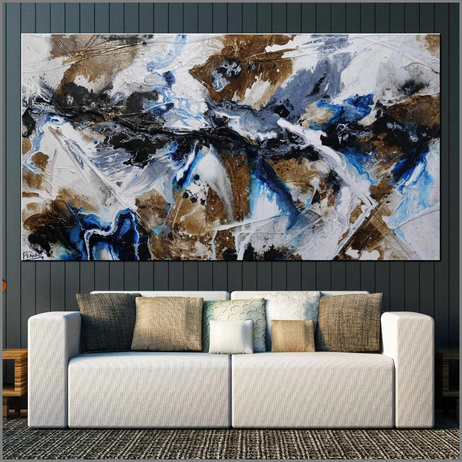 Blue Rust 190cm x 100cm Blue Rust Textured Abstract Painting (SOLD)-Abstract-Franko-[huge]-[Australian]-[best Selling]-Franklin Art Studio