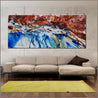Blue Silk 240cm x 100cm Brown Blue White Textured Abstract Painting (SOLD)-Abstract-Franko-[Franko]-[huge_art]-[Australia]-Franklin Art Studio