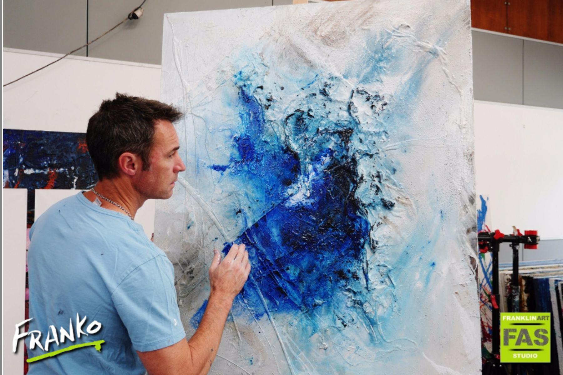 Blue Tides 120cm x 100cm Blue Abstract Painting (SOLD)-abstract-[Franko Artist]-[Gold Coast]-[Brisbane]-[Huge]-Franklin Art Studio