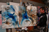 Blue Vega 160cm x 100cm Blue Rust Textured Abstract Painting (SOLD)-Abstract-Franko-[franko_artist]-[Art]-[interior_design]-Franklin Art Studio