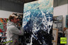 Blue Wash 140cm x 100cm Blue Cream White Textured Abstract Painting (SOLD)-Abstract-[Franko Artist]-[Gold Coast]-[Brisbane]-[Huge]-Franklin Art Studio