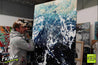 Blue Wash 140cm x 100cm Blue Cream White Textured Abstract Painting (SOLD)-Abstract-Franko-[franko_artist]-[Art]-[interior_design]-Franklin Art Studio
