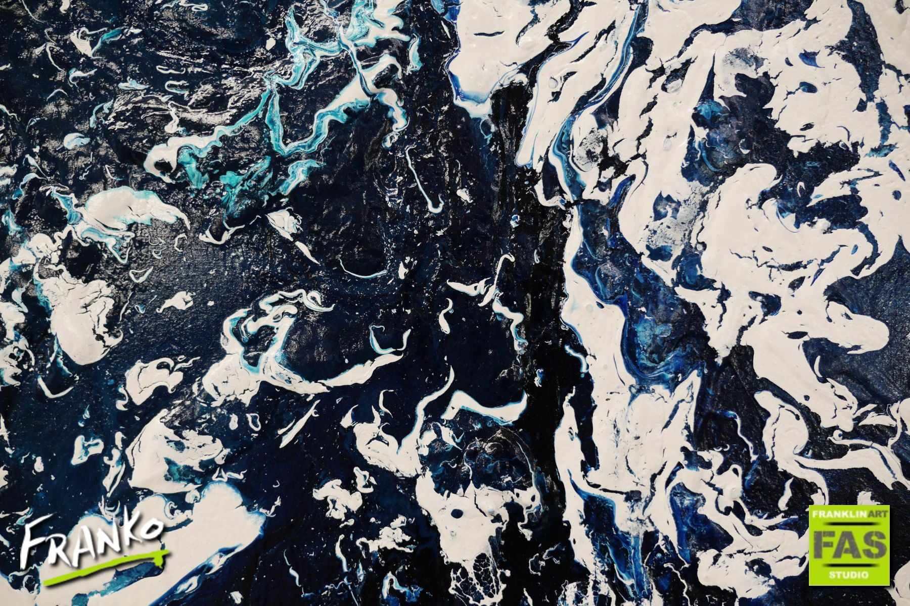 Blue Wash 140cm x 100cm Blue Cream White Textured Abstract Painting (SOLD)