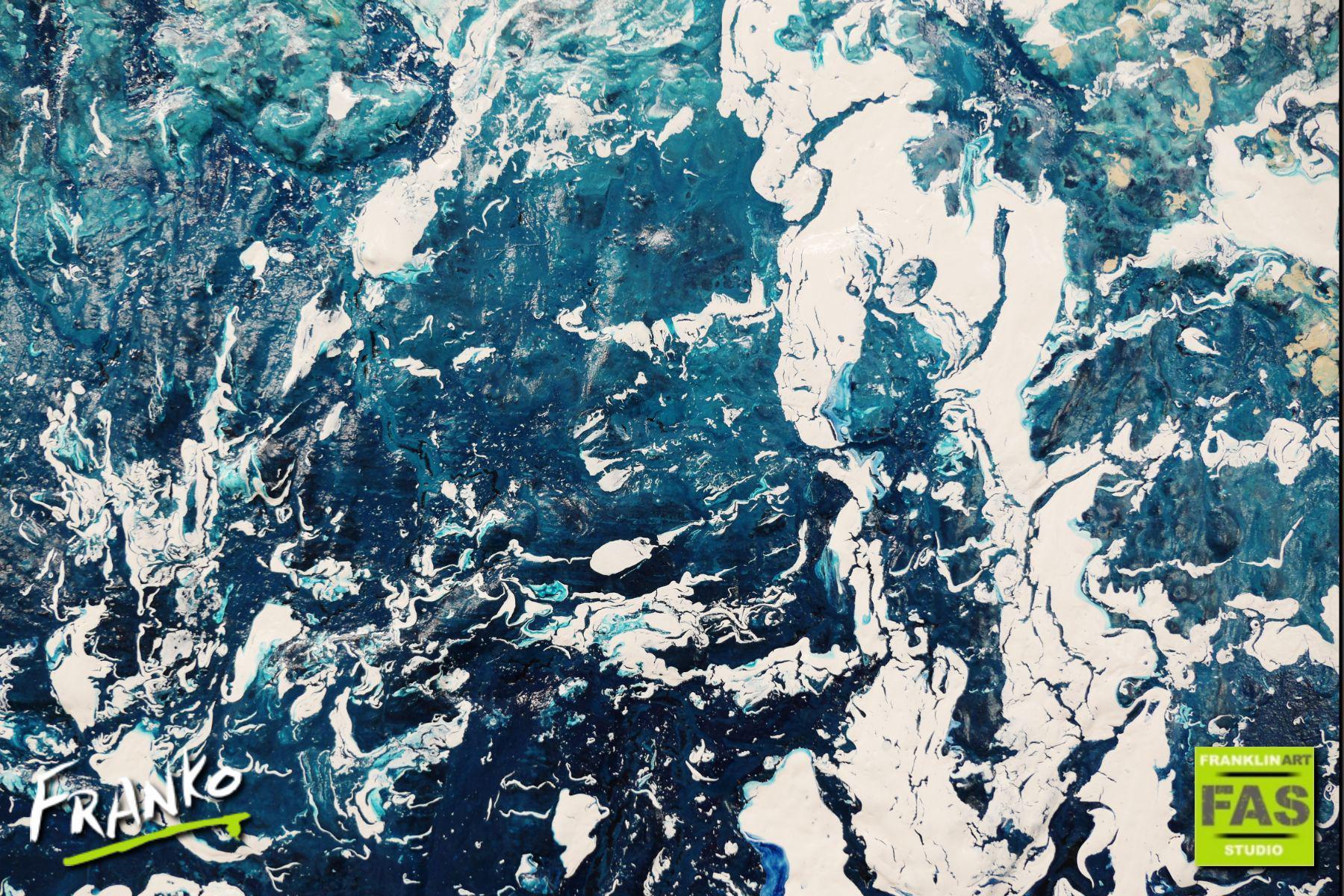 Blue Wash 140cm x 100cm Blue Cream White Textured Abstract Painting (SOLD)-Abstract-[Franko]-[Artist]-[Australia]-[Painting]-Franklin Art Studio