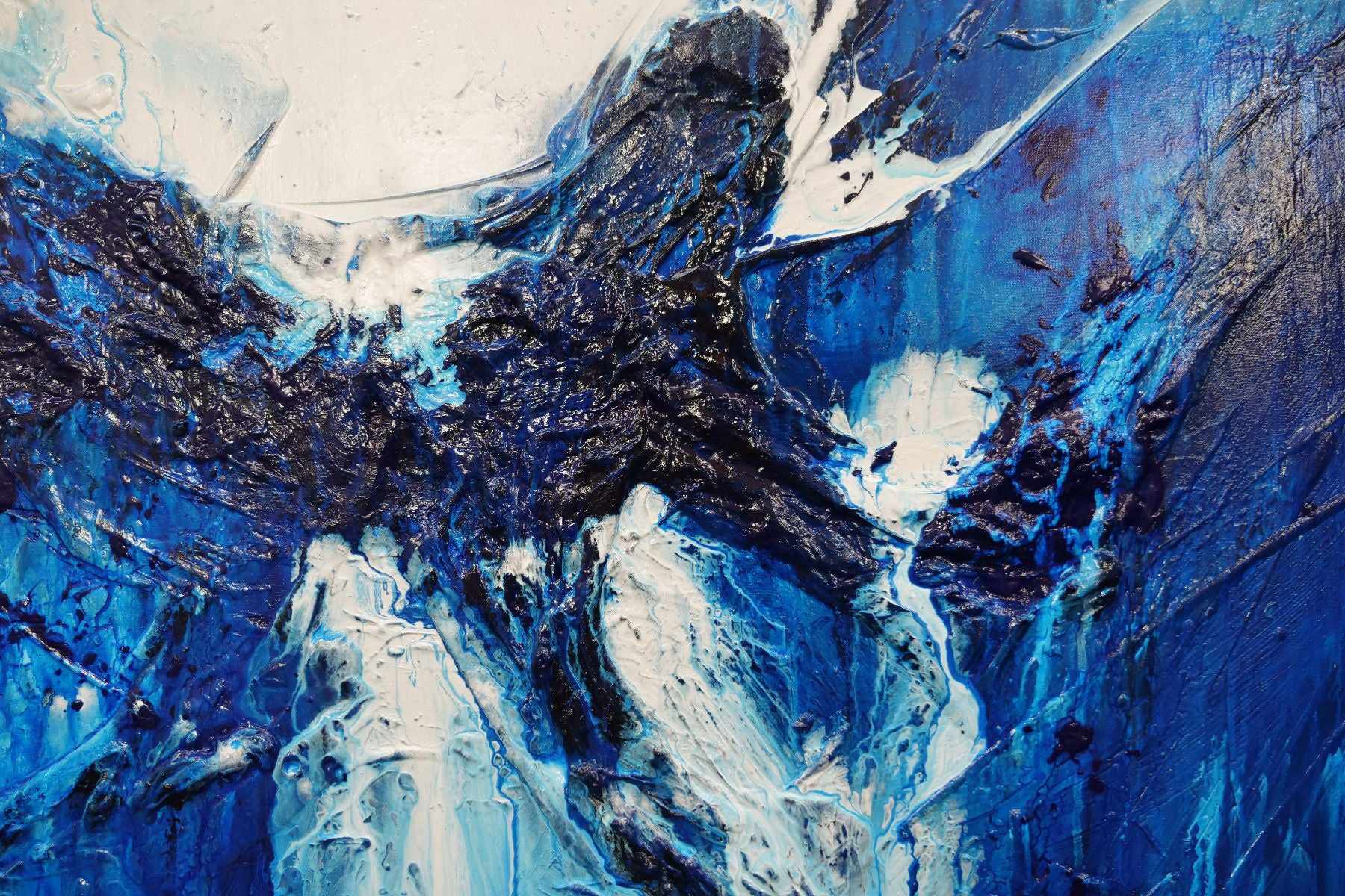 Blueberry Falls 120cm x 150cm Blue White Textured Abstract Painting