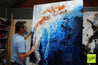 Bluish Utopia 120cm x 150cm Blue White Brown Textured Abstract Painting (SOLD)-Abstract-Franko-[franko_artist]-[Art]-[interior_design]-Franklin Art Studio