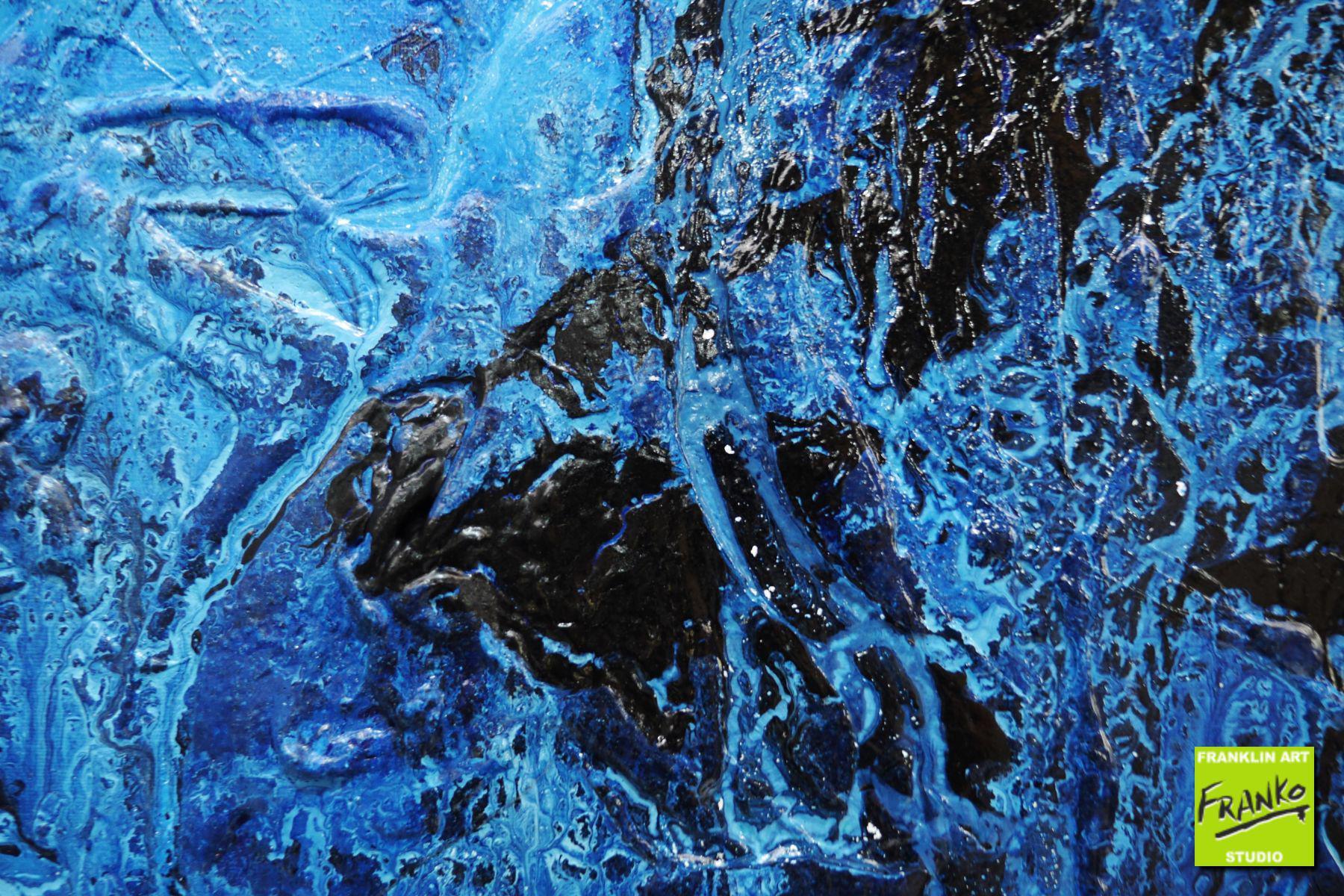 Bluish Utopia 120cm x 150cm Blue White Brown Textured Abstract Painting (SOLD)