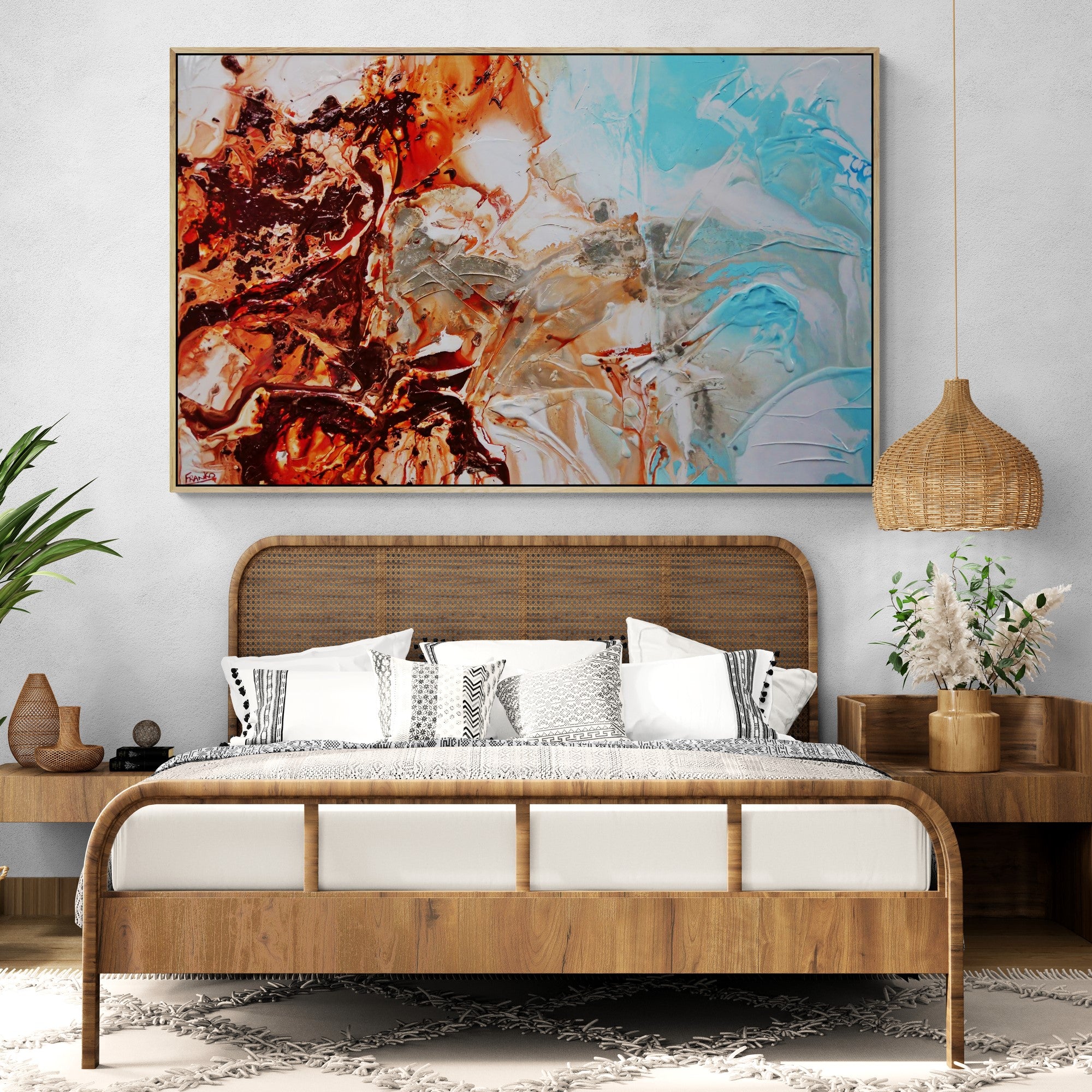 Coastal Headland 160cm Oxide Rust Pastel Blue Textured Abstract Painting (SOLD)