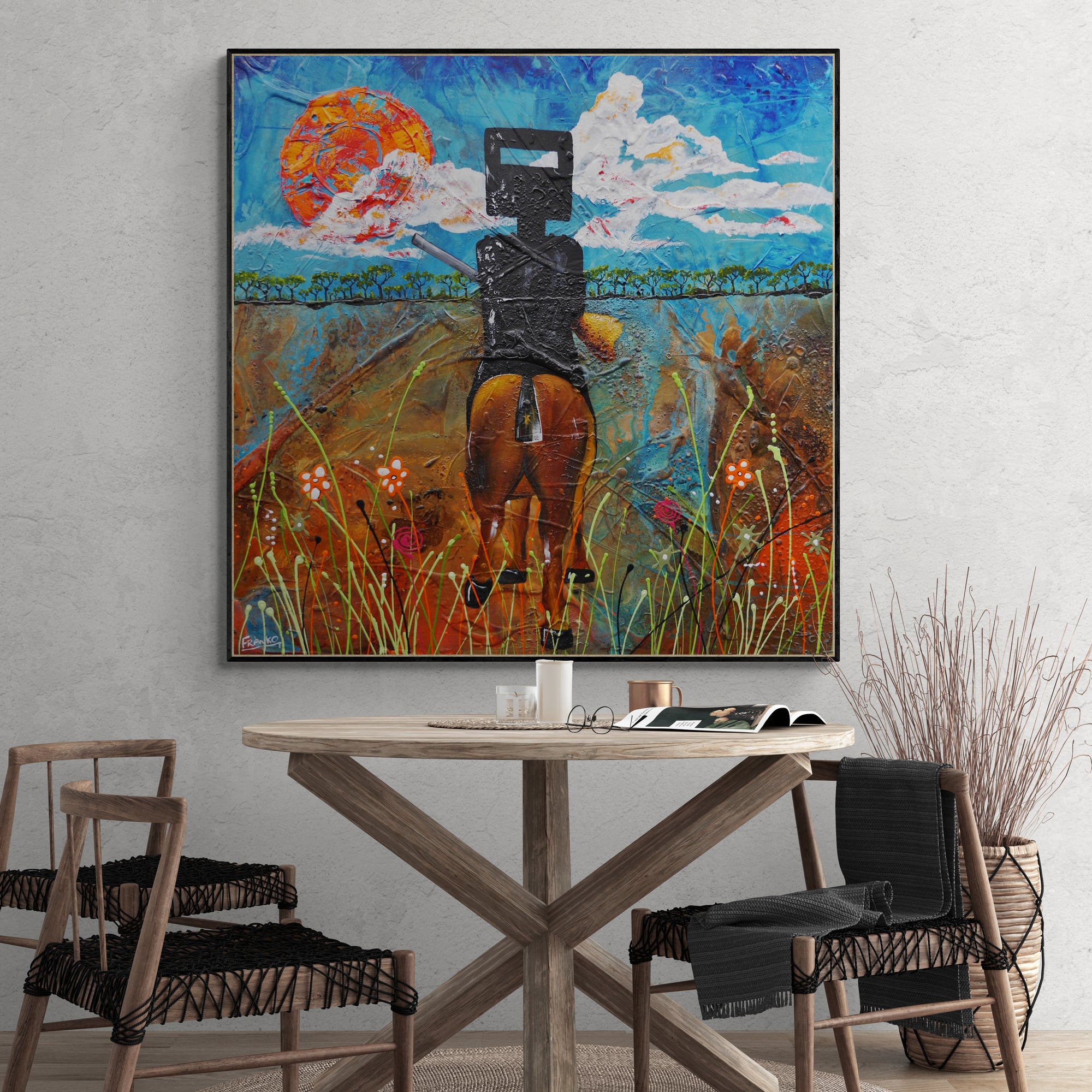 Summer Ned 120cm x 120cm Ned Kelly Abstract Realism Textured Painting (SOLD)