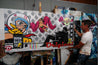 Boomtastic 190cm x 100cm Blown Away Guy Textured Urban Pop Art Painting (SOLD)-Urban Pop Art-Franko-[franko_artist]-[Art]-[interior_design]-Franklin Art Studio