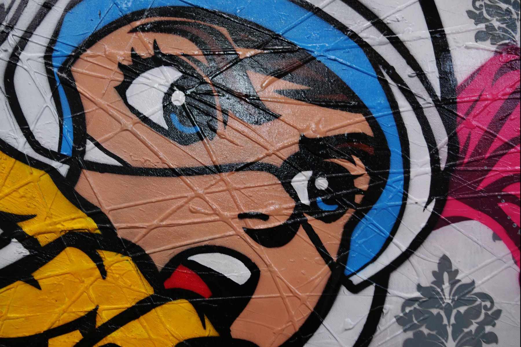 Boomtastic 190cm x 100cm Blown Away Guy Textured Urban Pop Art Painting (SOLD)