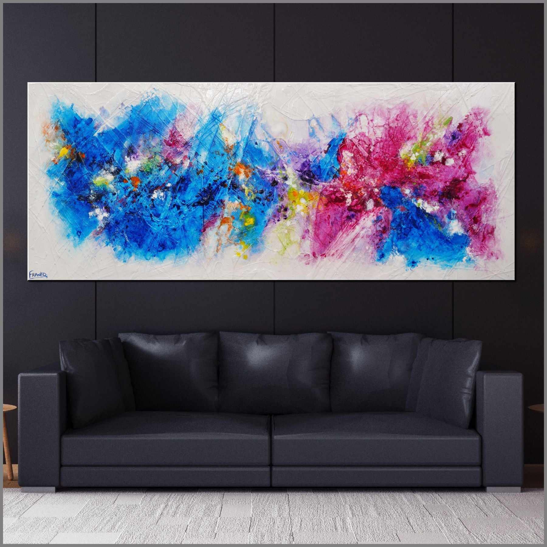 Bouquet Spirit 200cm x 80cm Colourful Textured Abstract Painting (SOLD)-Abstract-Franko-[Franko]-[huge_art]-[Australia]-Franklin Art Studio