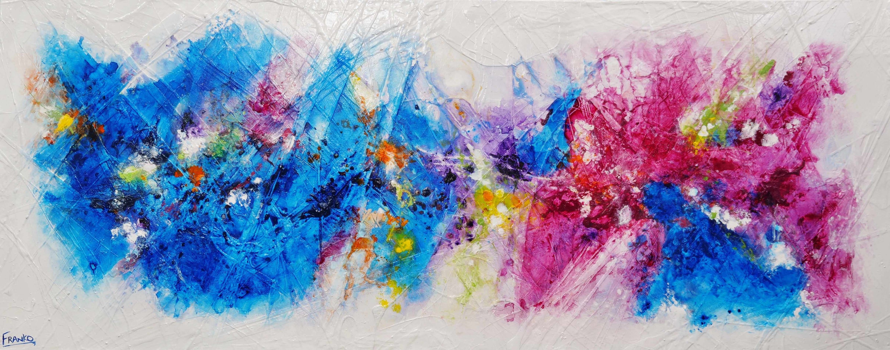 Bouquet Spirit 200cm x 80cm Colourful Textured Abstract Painting (SOLD)-Abstract-Franko-[Franko]-[Australia_Art]-[Art_Lovers_Australia]-Franklin Art Studio