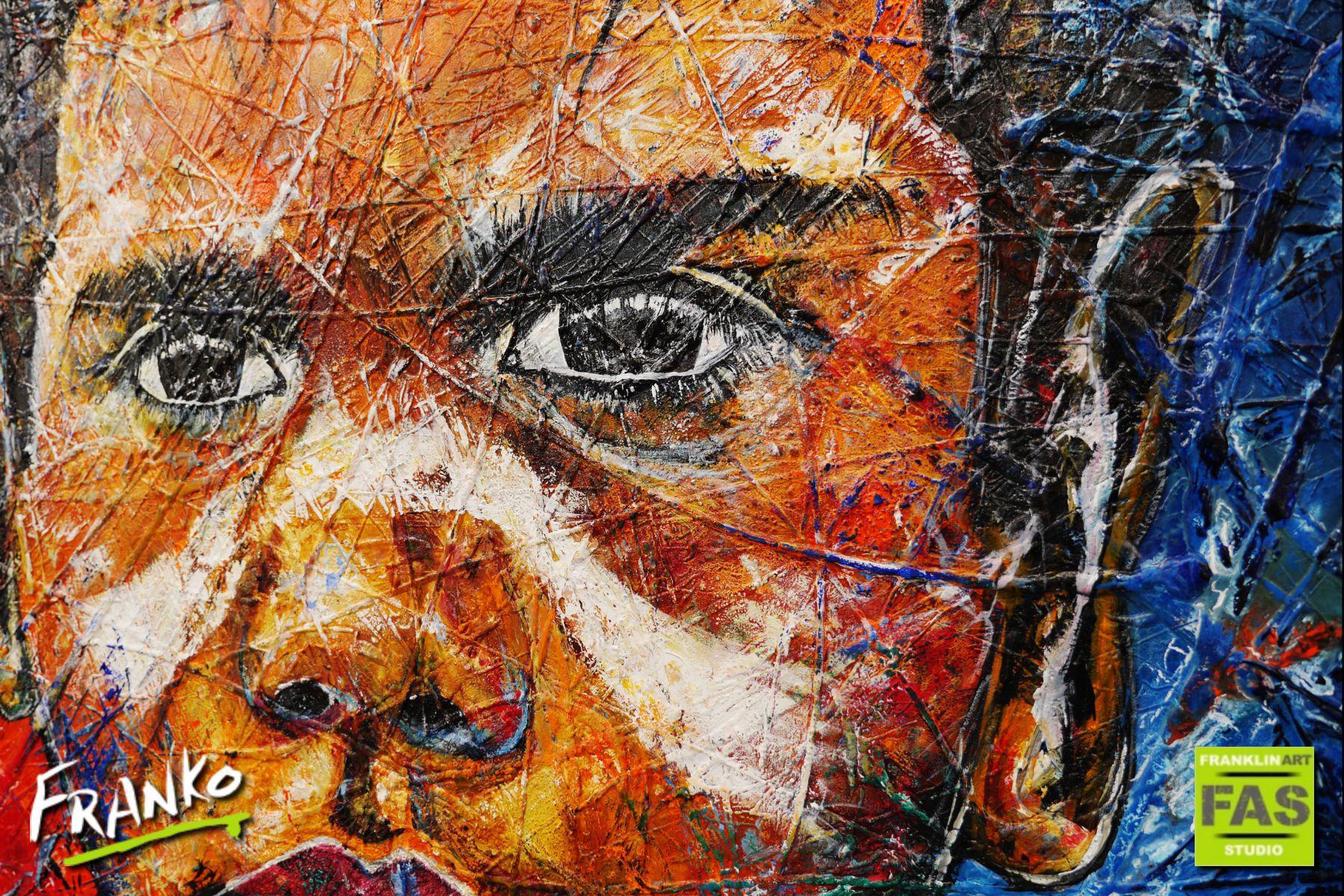 Boy Warrior Blu 190cm x 100cm Aboriginal Warrior Abstract Realism Textured Painting (SOLD)