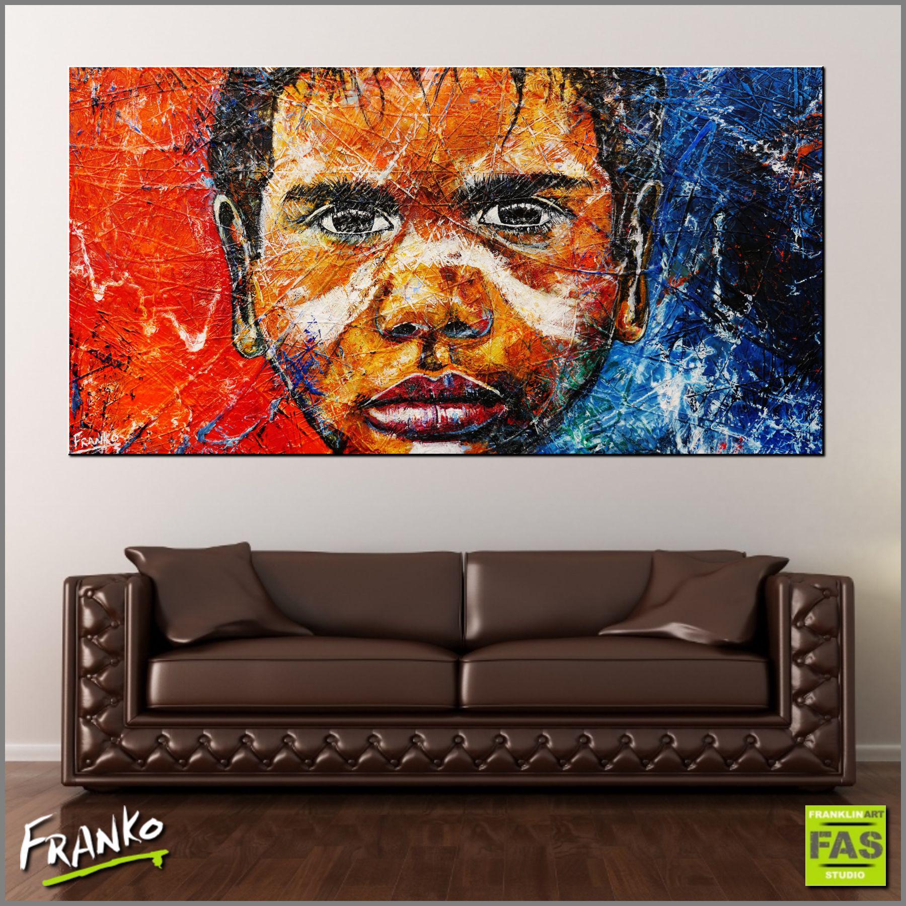 Boy Warrior Blu 190cm x 100cm Aboriginal Warrior Abstract Realism Textured Painting (SOLD)-abstract realism-Franko-[huge]-[Australian]-[best Selling]-Franklin Art Studio
