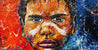 Boy Warrior Blu 190cm x 100cm Aboriginal Warrior Abstract Realism Textured Painting (SOLD)-abstract realism-[Franko ]-[Gallery]-[popular]-[Australia]-Franklin Art Studio